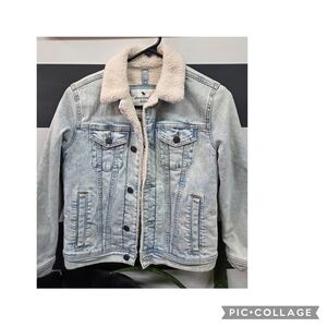 Abercrombie Kids Light Blue Sherpa Jean Jacket